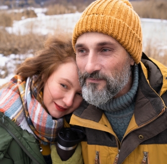 tender-middle-aged-couple-winter-vacation-away-wild-dressed-up-warmly-smiling-middle-aged-man-woman-snowy-nature-park-together-family-seasonal-vacatio